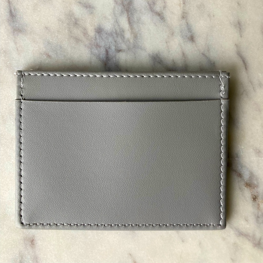 Gray leather slim card holder